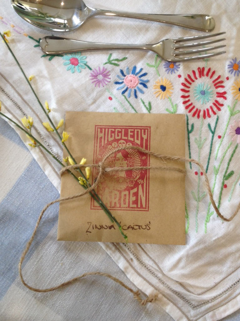 Wedding favour with flower seeds from Higgledy Garden